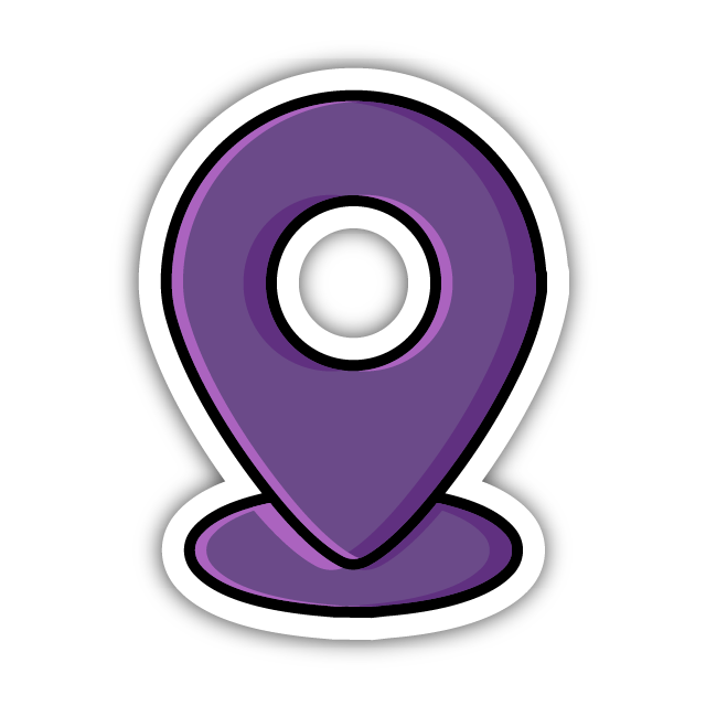 Sticker pin ubicacion morado